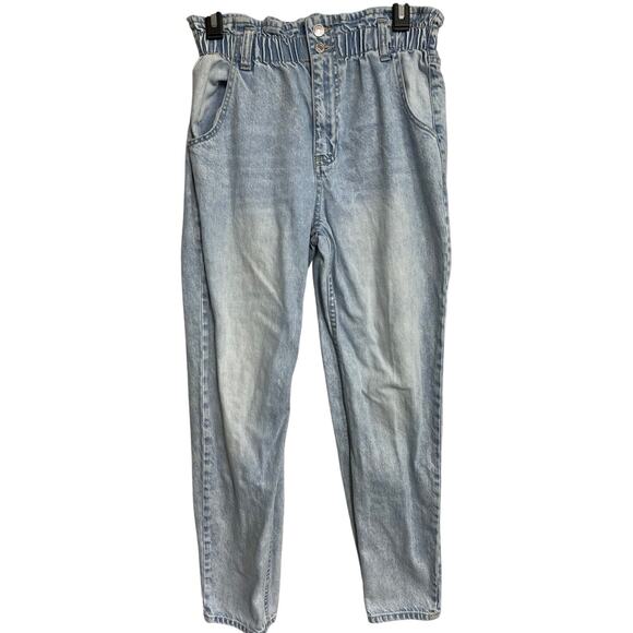 FOREVER 21 Jeans Size M Light Blue Denim High Rise Cotton Paperbag Waist Pants - Picture 1 of 5